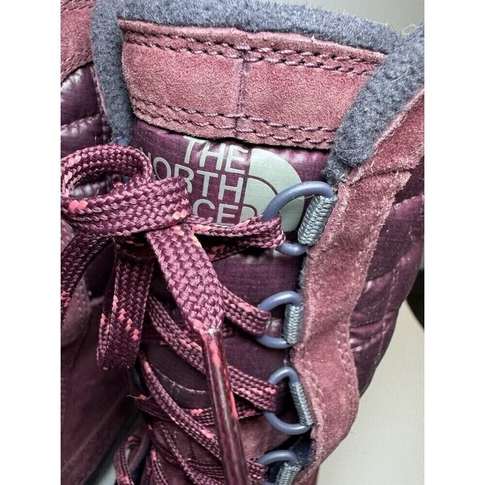 The North Face authentically burgundy waterproof lace-up boots size 9